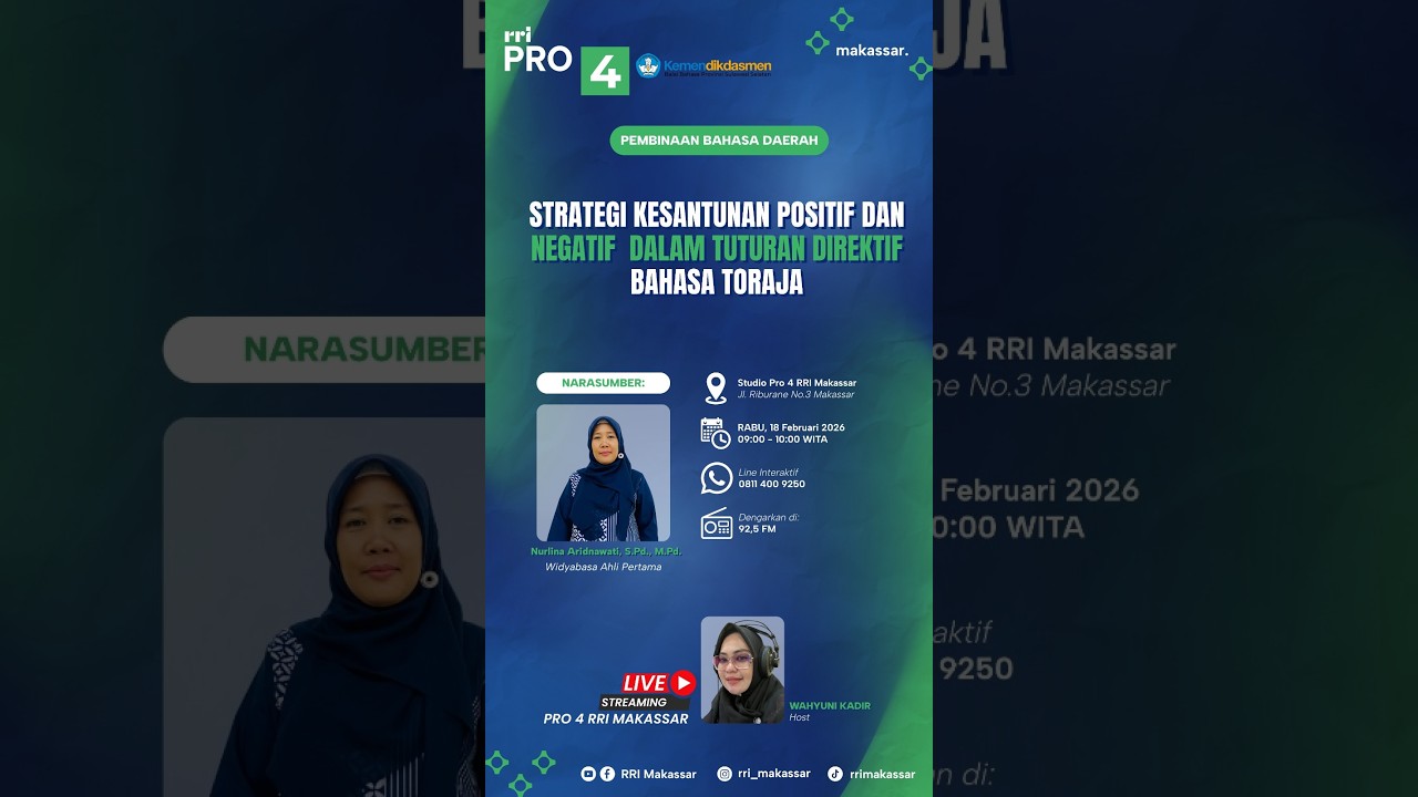 Strategi Positif dan Negatif Dalam Tuturan Direktif Bahasa Toraja - Rabu, 18 Februari 2026