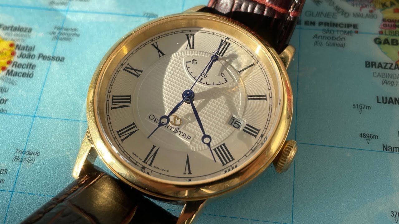 Orient Star Elegant SEL09001W Japan Automatic Watch | Gold-Tone Case Blue Hands Roman Numerals (4K)