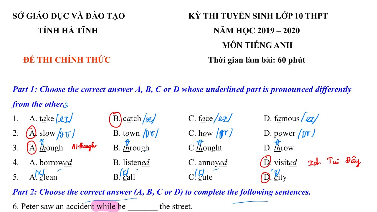 Đề Anh 15 - Hà Tĩnh |Giải đề thi tuyển sinh vào 10 môn Tiếng Anh năm 2020
