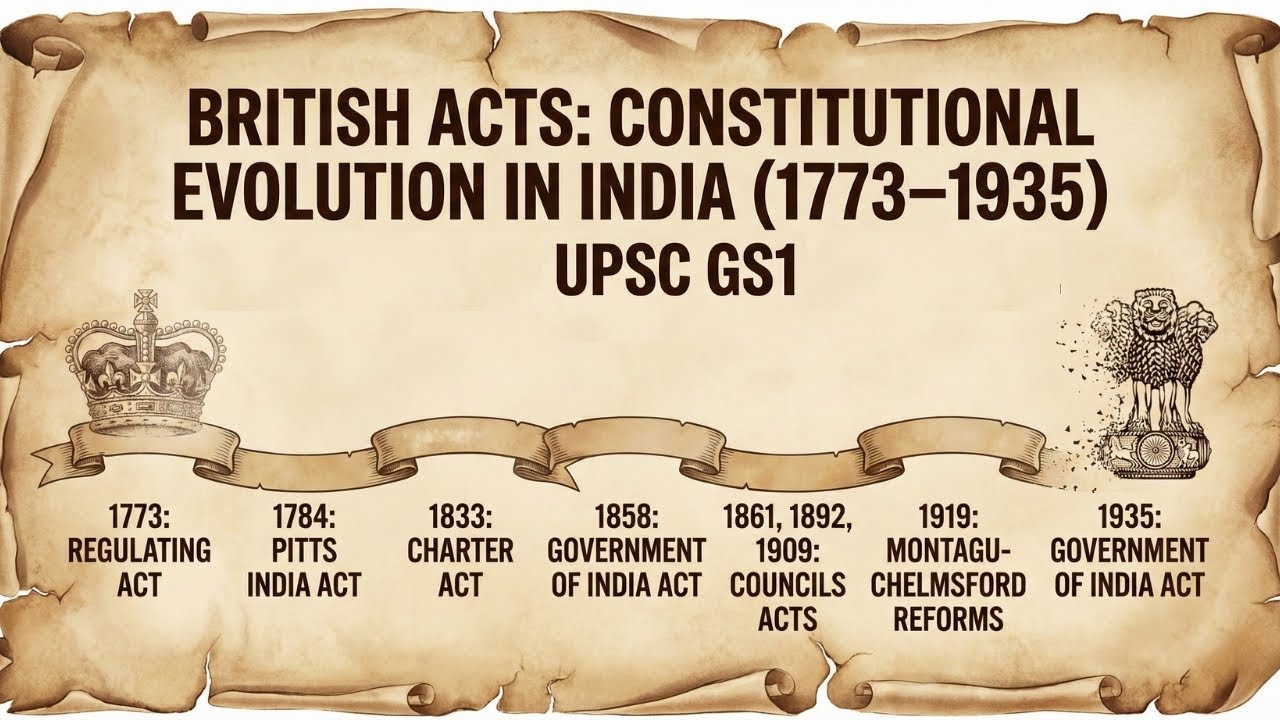 UPSC GS-1: British Parliamentary Acts in India | Concept to Answer Writing | Prelims + Mains