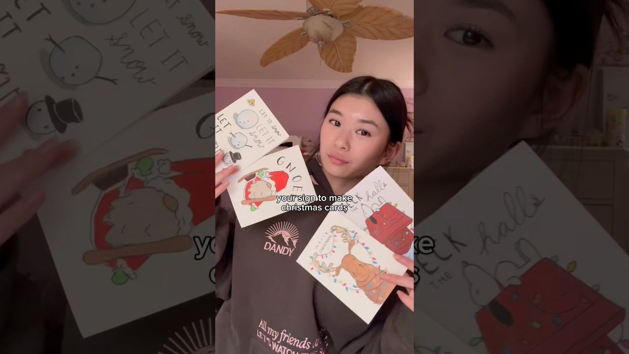 make diy christmas cards with me (at 1 am)🎄#christmascardmaking #christmascards #christmascrafts