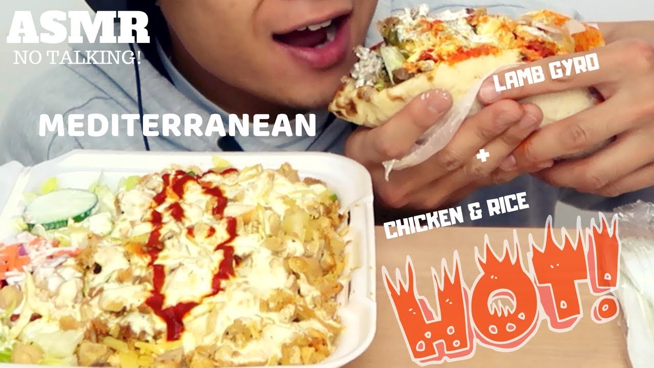 ASMR CHICKEN & RICE + LAMB GYRO : MEDITERRANEAN MUKBANG *MESSY* EXTREME SATISFYING EATING SOUNDS 먹방
