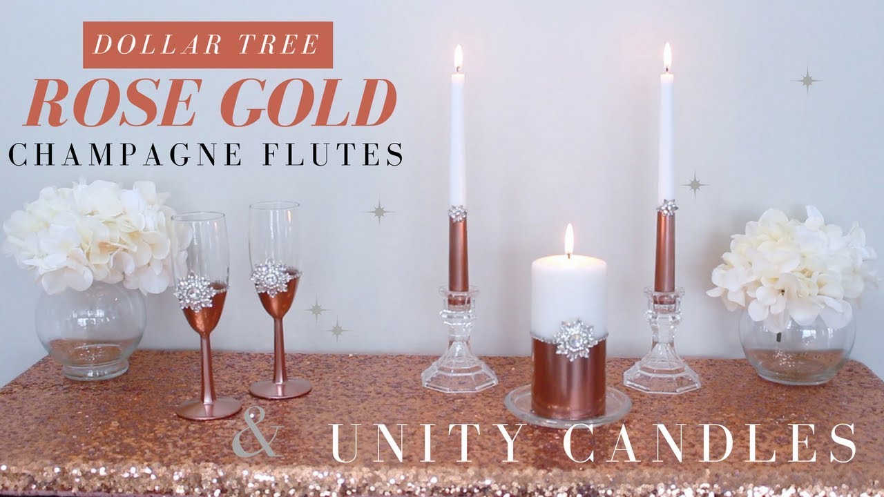 DIY Wedding Champagne Flutes & Unity Candles| Rose Gold Wedding Decoration Ideas