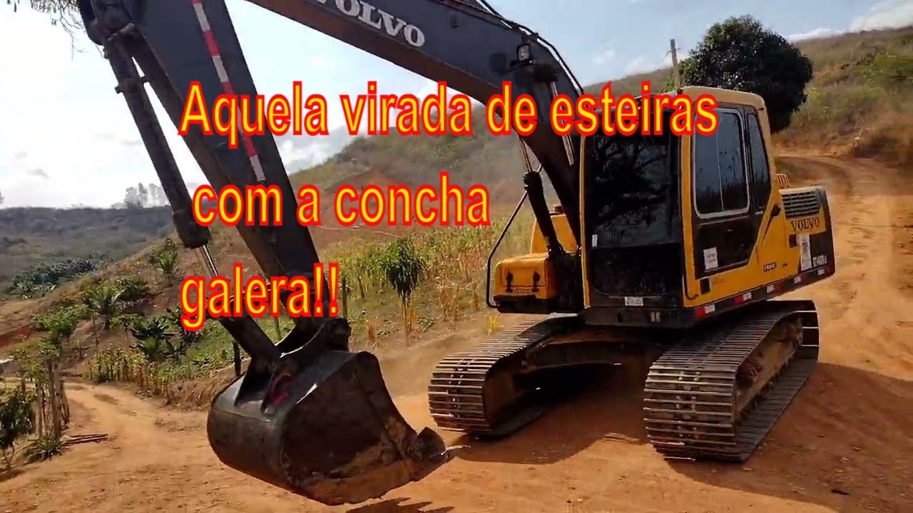 Dicas na escavadeira Volvo 140B ,dando giro nas esteiras com a concha! #dicas #machine #excavator