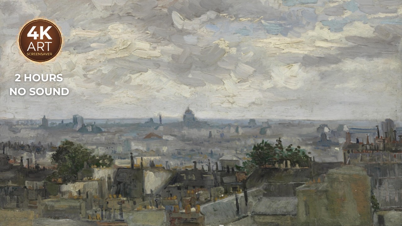 Van Gogh's View of Paris | 2 Hours Art Screensaver for Your TV | No Sound.    ---EcoArtLab