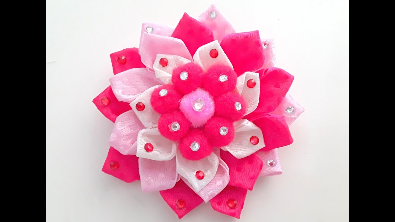 C&Oacute;MO HACER UNA FLOR DE SATEN /КАК СДЕЛАТЬ ЦВЕТОК ИЗ ЛЕНТ/DIY