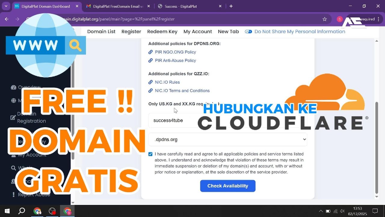 CARA DAFTAR DOMAIN GRATIS DAN CARA KONEKSIKAN KE CLOUDFLARE DESEMBER 2025 #freedomain #cloudflare