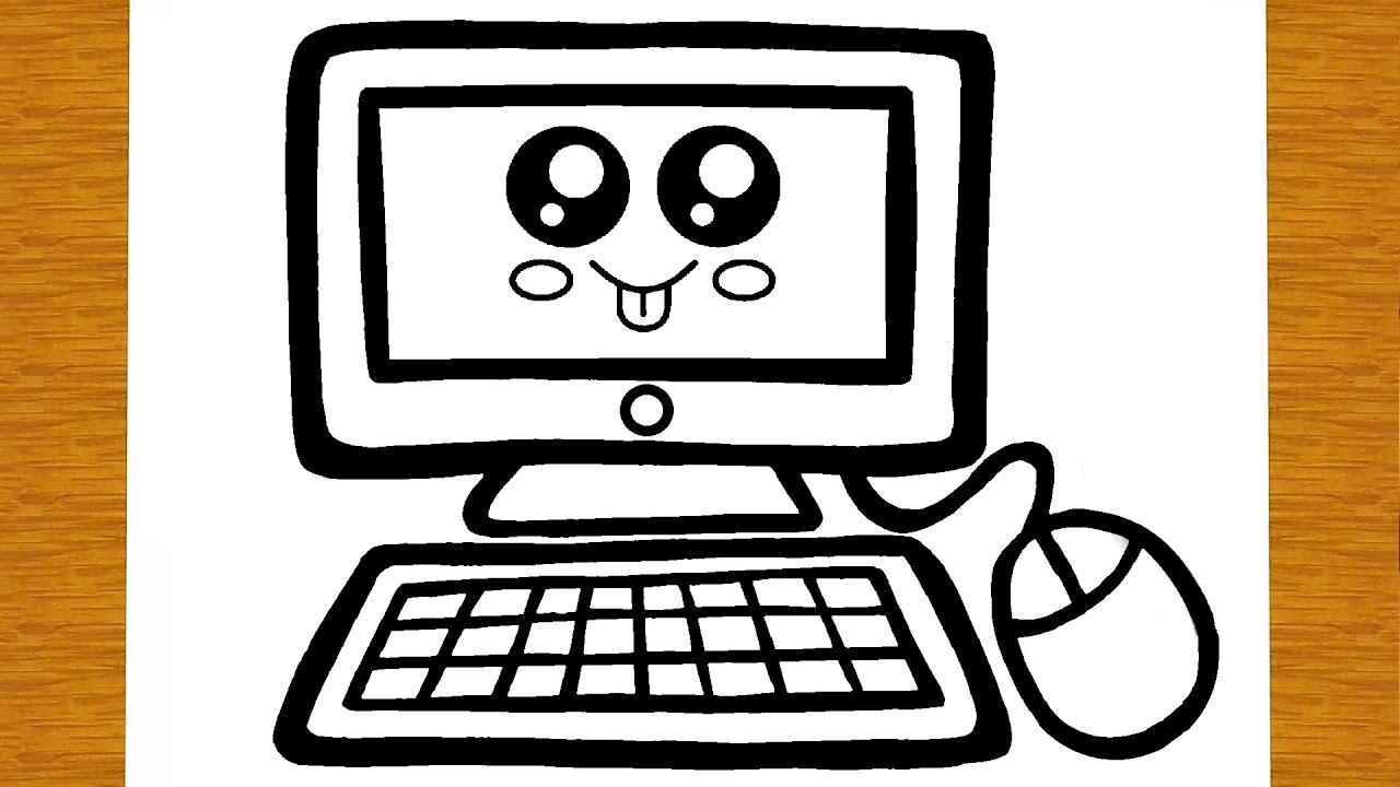 COME DISEGNARE UN COMPUTER PC CARINO | Disegni facili ed educativi