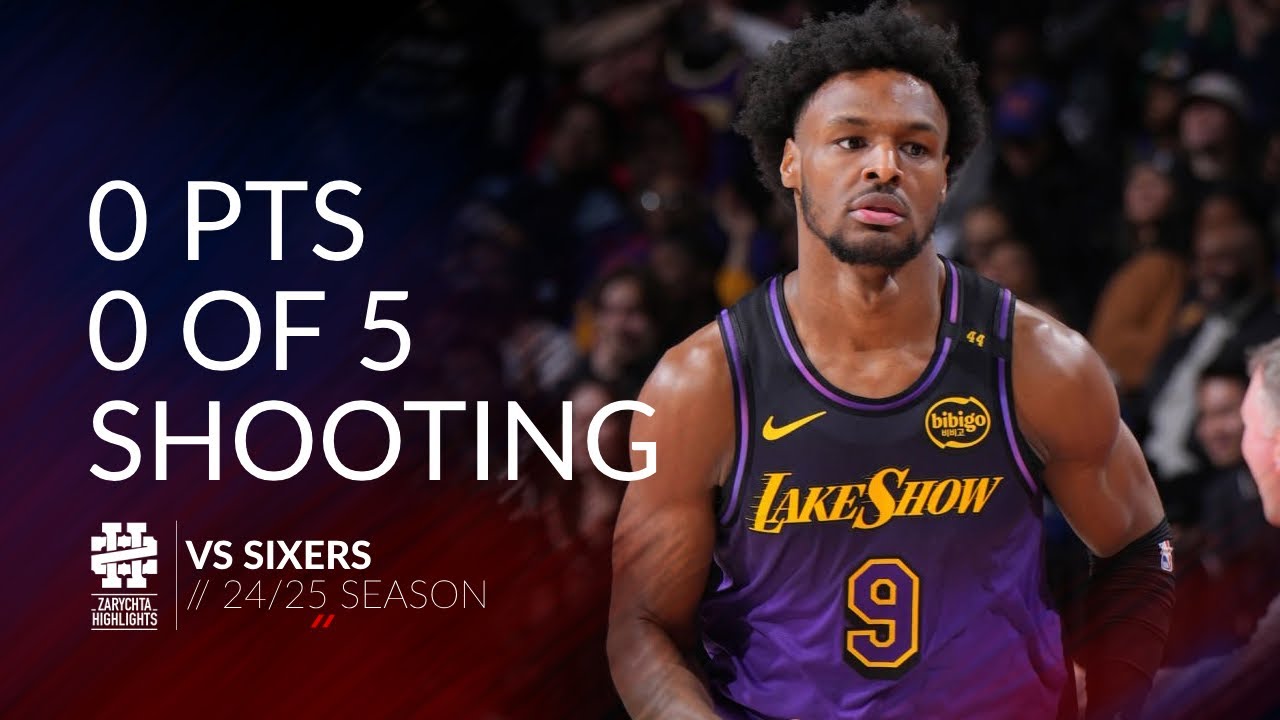 Bronny James 0 pts 0 of 5 shooting vs Sixers 24/25 season