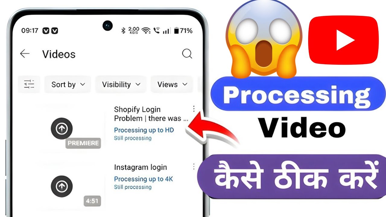 youtube video processing problem / upto hd still processing | youtube video not uploading problem 