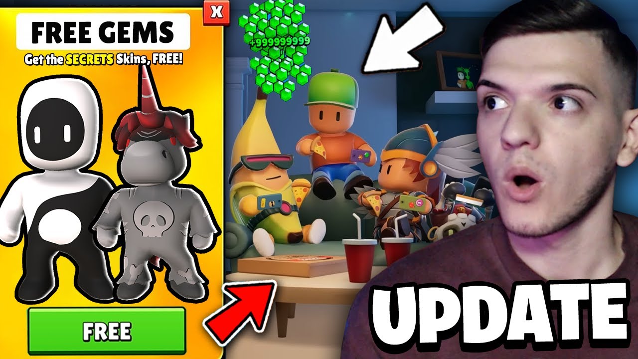 NOUL UPDATE cu PIZZA, GEMS INFINITE si SKINURI GRATIS! Stumble Guys
