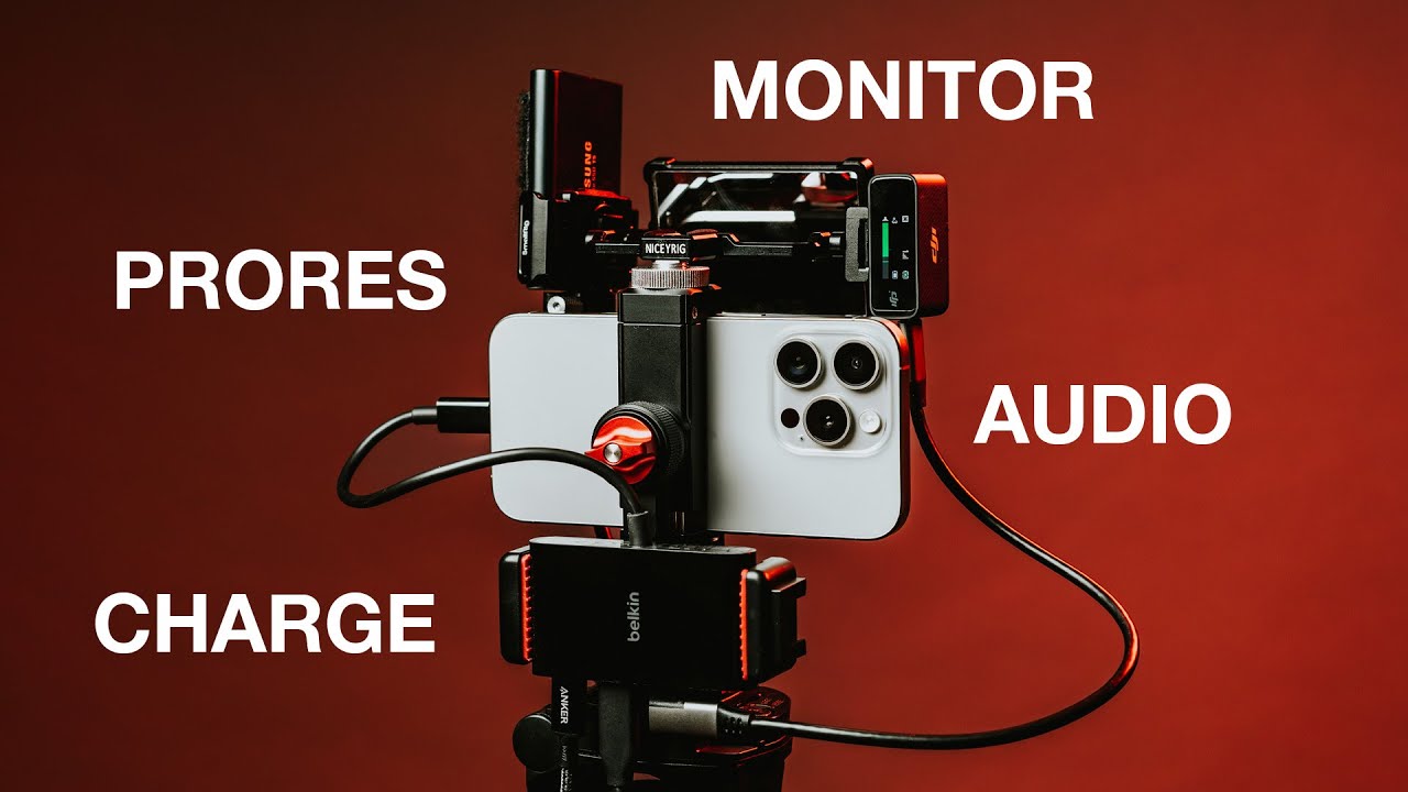 iPhone 15 Pro Rig (ProRes, аудио, монитор, зарядка)