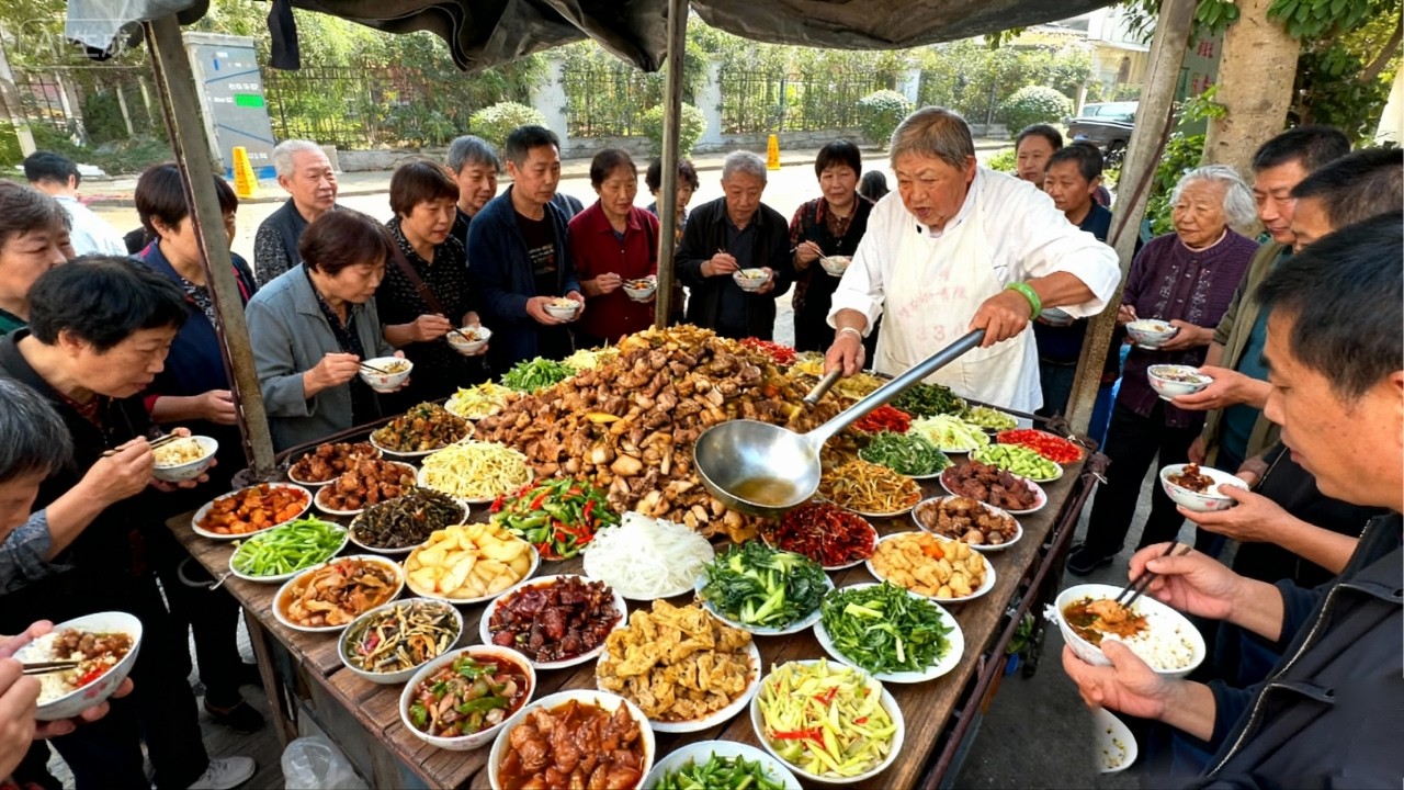 浙江绍兴老奶奶卖28年快餐，三轮车上摆各种菜，荤素一碟都5元#麦总去哪吃