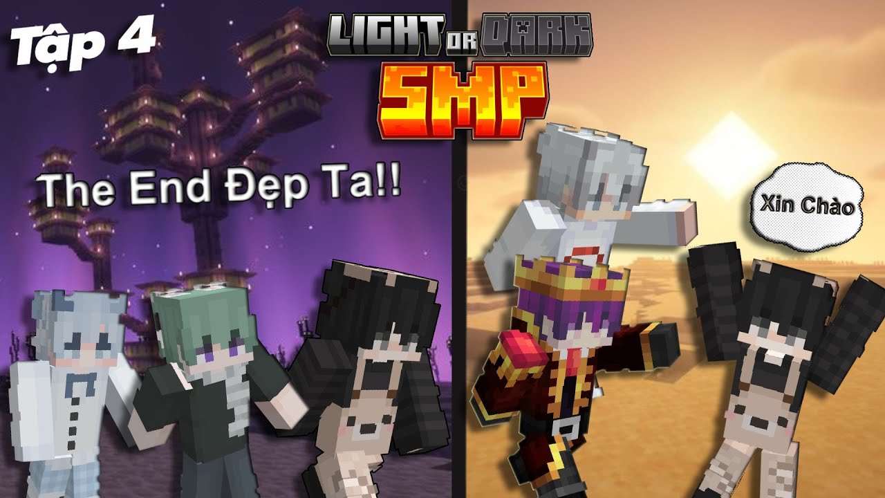 MINECRAFT LIGHT OR DARK SMP TẬP 4 : KHÁM PHÁ THE END VÀ GẶP 2 THÀNH VIÊN MỚI!!! | BEARYEUEM