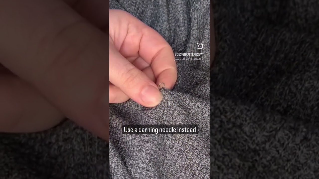 How to easily properly mend a loose thread without cutting it and making a hole #sewing #sew #mend
