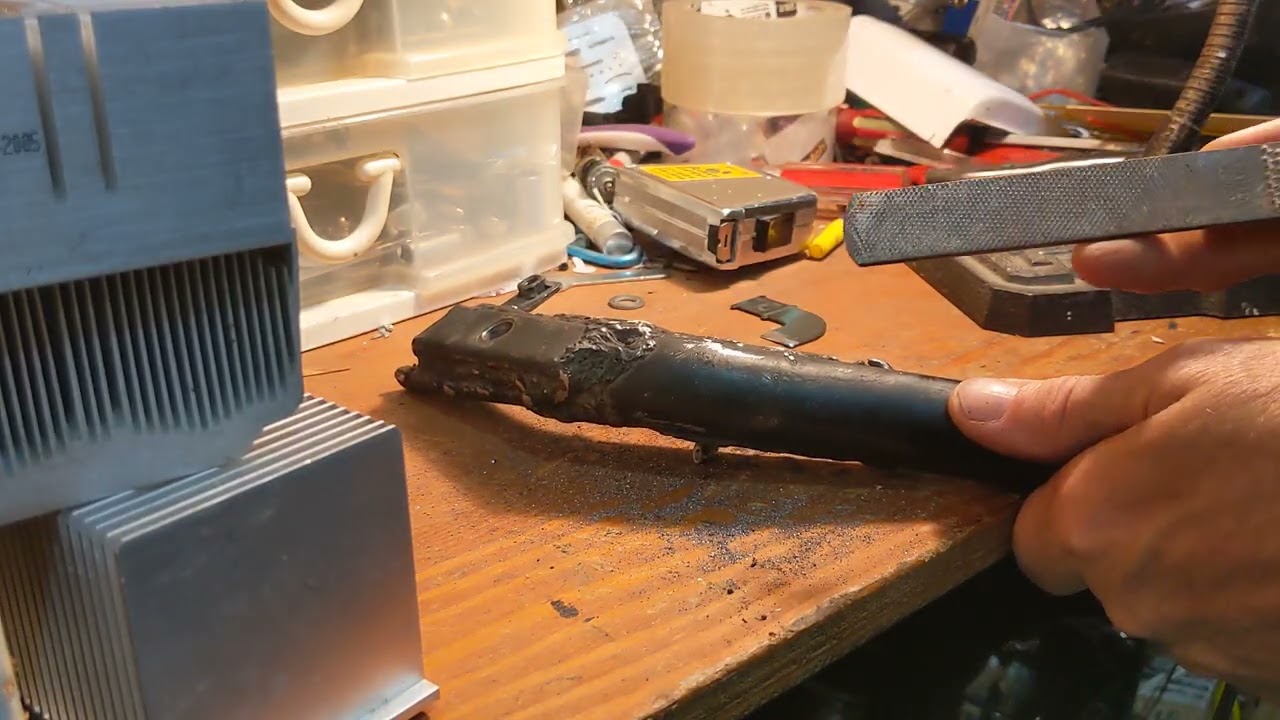 Yamaha Roadstar Silverado XV1600 rebuild the exhaust muffler support howto use a file to file metal 
