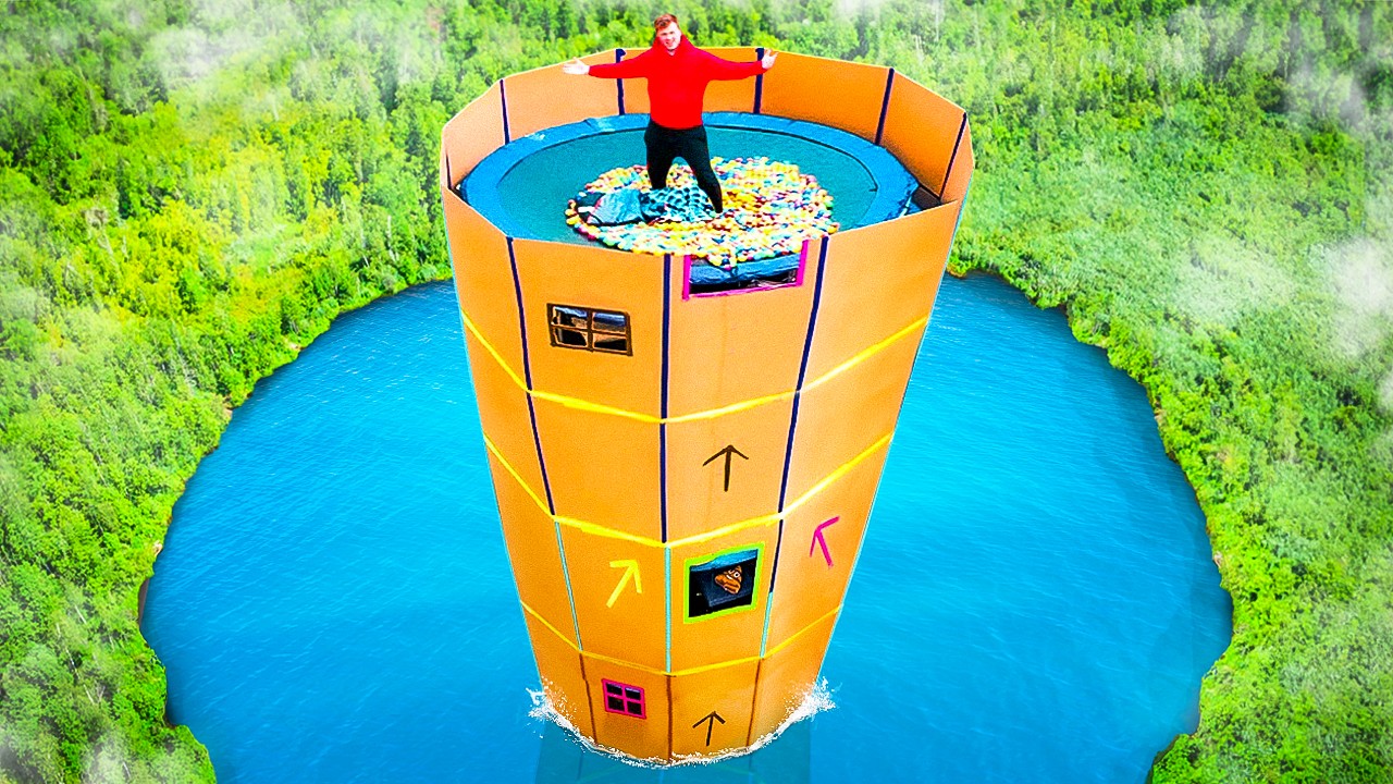 Worlds TALLEST Box Fort 24 Hour Challenge!