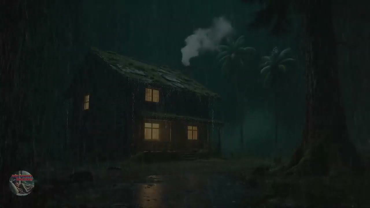 Good Night Sleep  Rainstorm Sounds in a Dark Forest Cabin for Stress Relief 🌧️🌲