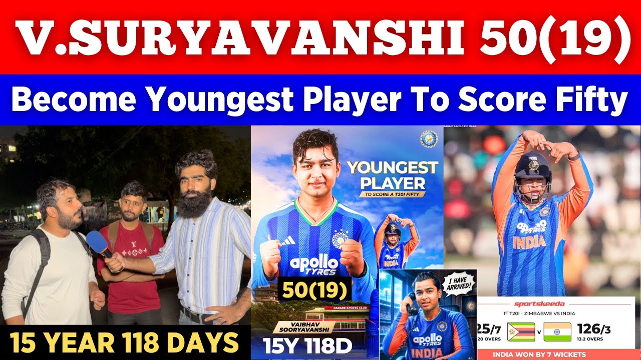 Vaibhav Suryavanshi 50(19) Becomes Youngest Player To Score Fifty In Cricket || Pak Public Reactions