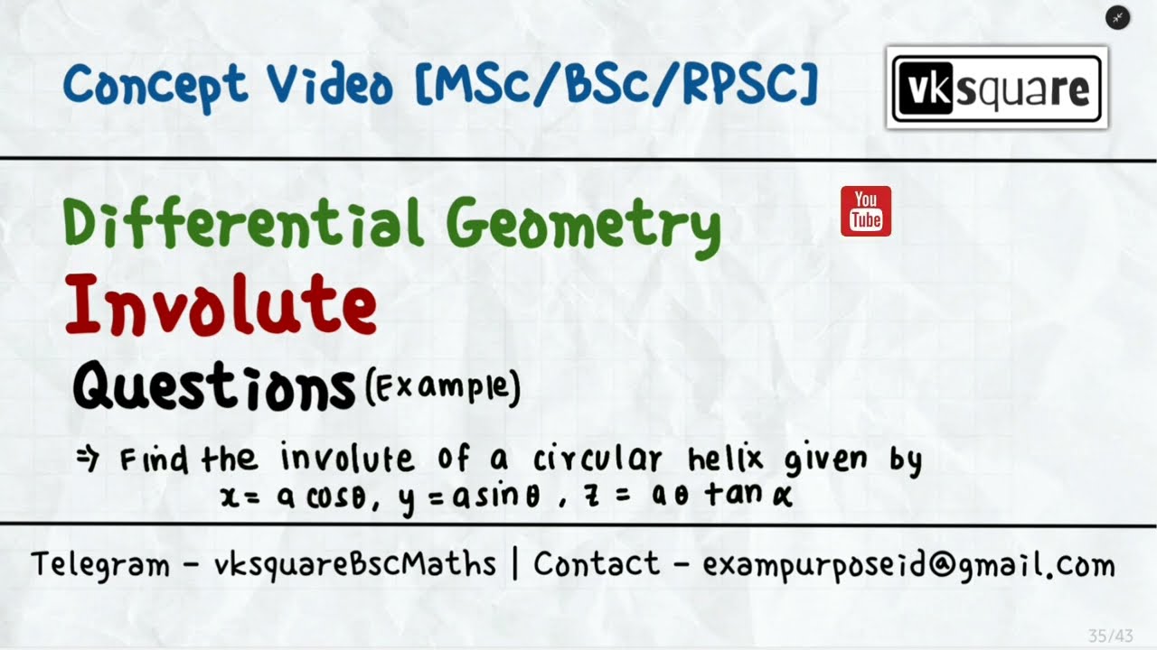 Involute of Helix curve  | Question | Differential Geometry | by vksquare @vksquare_