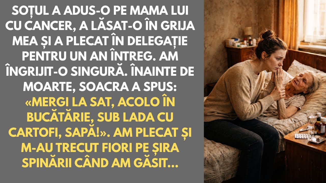 Soțul a lăsat-o pe mama lui muribundă în grija mea. Chiar înainte de moarte, ea a șoptit: Sapă sub..