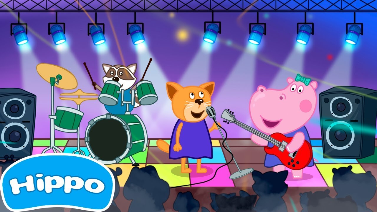 Hippo 🌼 Rock-star 🌼 Bande de bébé 🌼 Jeu de dessin animé pour les enfants