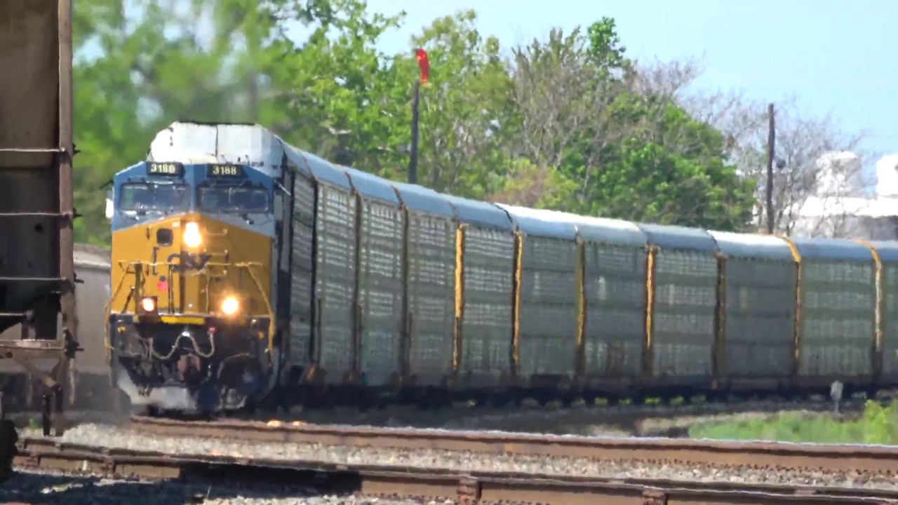 Only 1 Engine pulling Big Auto Rack Train 4K UHD