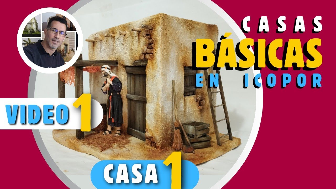 Como hacer casas en icopor [𝗖𝗔𝗦𝗔 𝗕𝗔𝗦𝗜𝗖𝗔 𝟭] [ 𝗩𝗜𝗗𝗘𝗢 𝟭] Para los pesebres dioramas maquetas