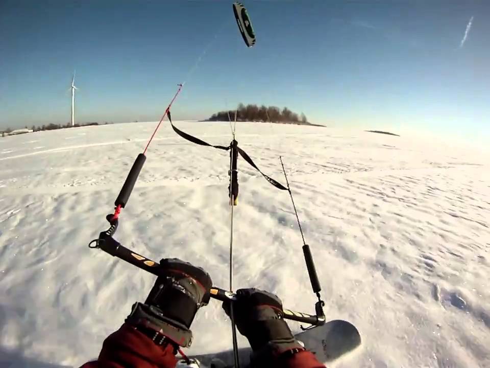 Snowkiting im Powder, incl. Crash, Flysurfer Speed2 12qm, Dez2010