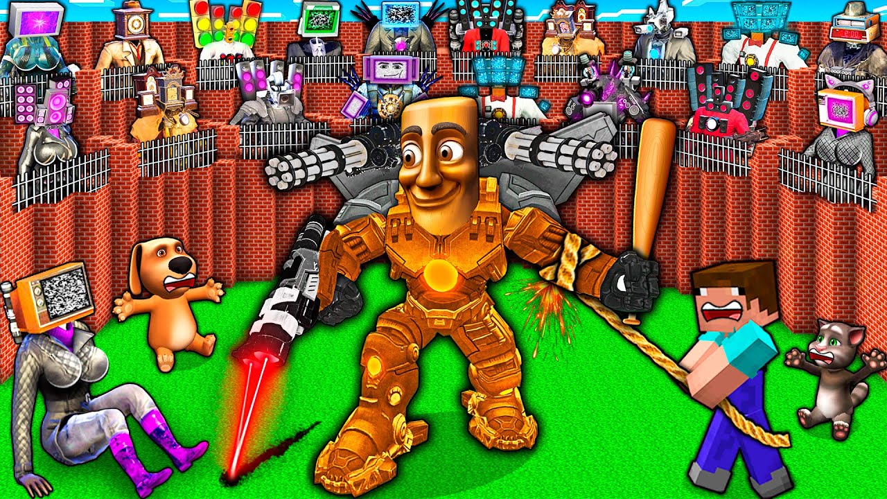 FINAL BATTLE of MECHA TITAN TUNG TUNG SAHUR vs TV MAN & TV WOMAN vs BRAINROT in MINECRAFT animation