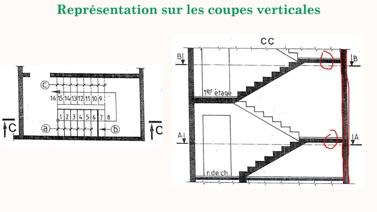 Dessin technique/Architecture- (Partie 6/8)- Dessins d'escaliers