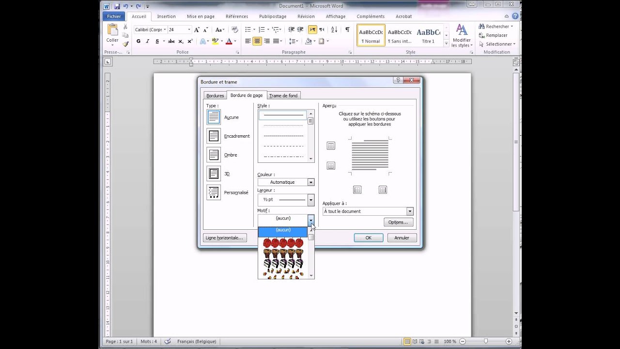 Word 2010 : Bordure de page originale