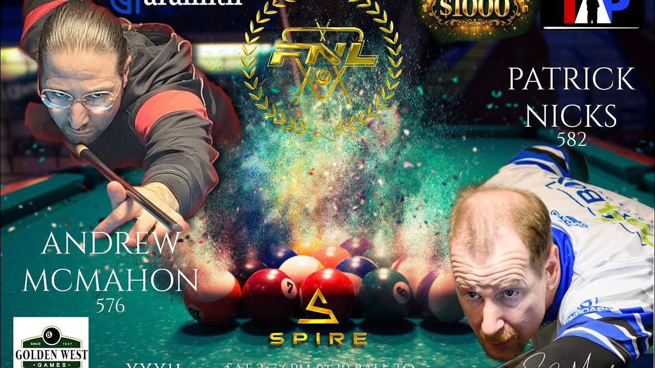 Patrick Nicks vs Andrew McMahon $1000 to 15 Ten Ball