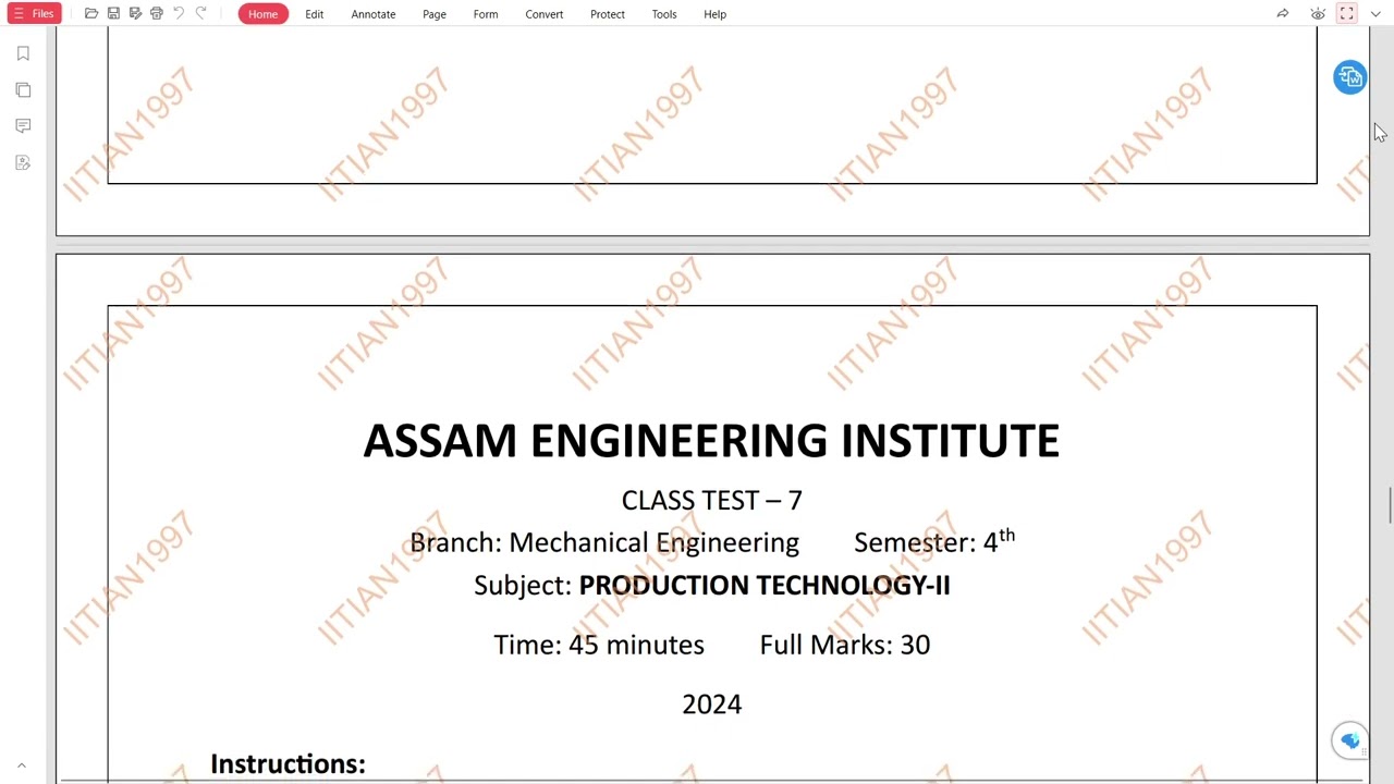 PRODUCTION TECHNOLOGY - 2 | CLASS TEST 1, 2, 3, 4, 5, 6, 7, 8, 9, 10 | 2023, 2024