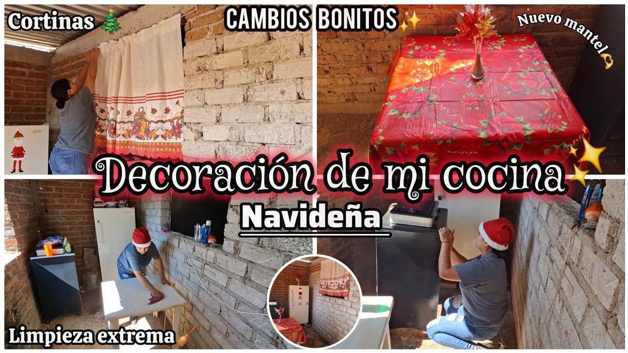 DECORACIÓN NAVIDEÑA DE MI COCINA..🎄/MEJORANDO ESPACIOS✅️+LIMPIEZA🧹EXTREMA💯antes de decorar💪CAMBIOS✔️