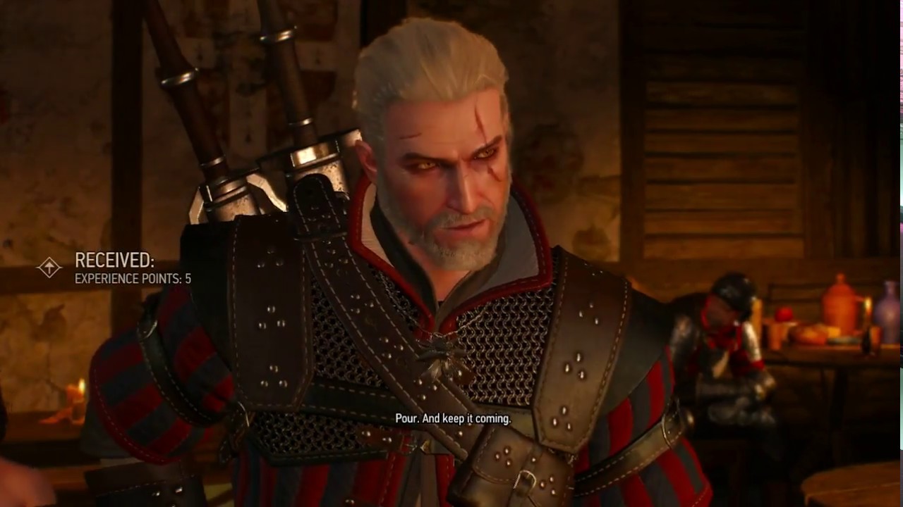 Geralt sings the drunk witcher song.