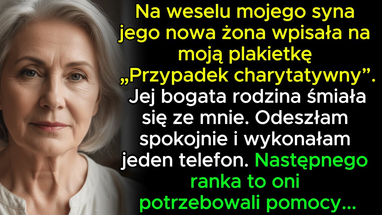 Przyjechałam samotnie na ślub syna… a na mojej plakietce napisano ‘Przypadek charytatywny’. Wyszłam