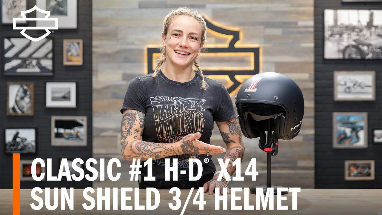 Harley-Davidson Classic #1 X14 Sun Shield 3/4 Motorcycle Helmet Overview