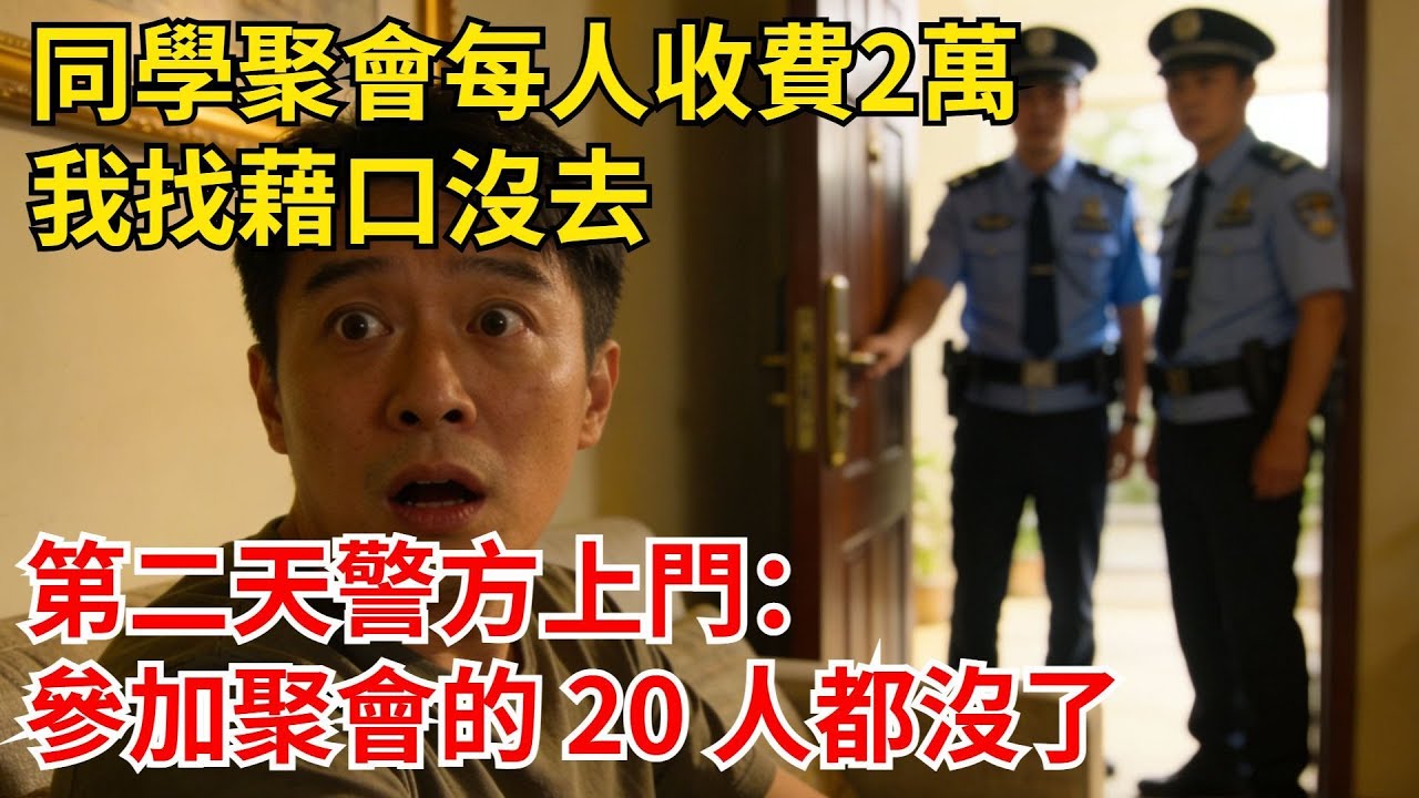 同學聚會每人收費2萬，我找藉口沒去。第二天警方上門：參加聚會的 20 人都沒了#都市奇案錄#懸疑故事#深夜故事#破案#都市懸疑案件