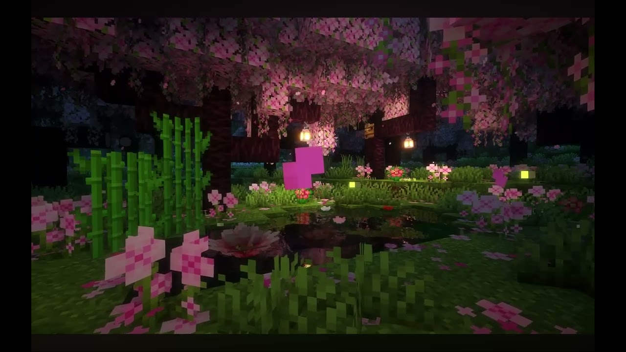 Minecraft Cherry Blossom Cozy Night Ambience | 15 Mins Minecraft Music