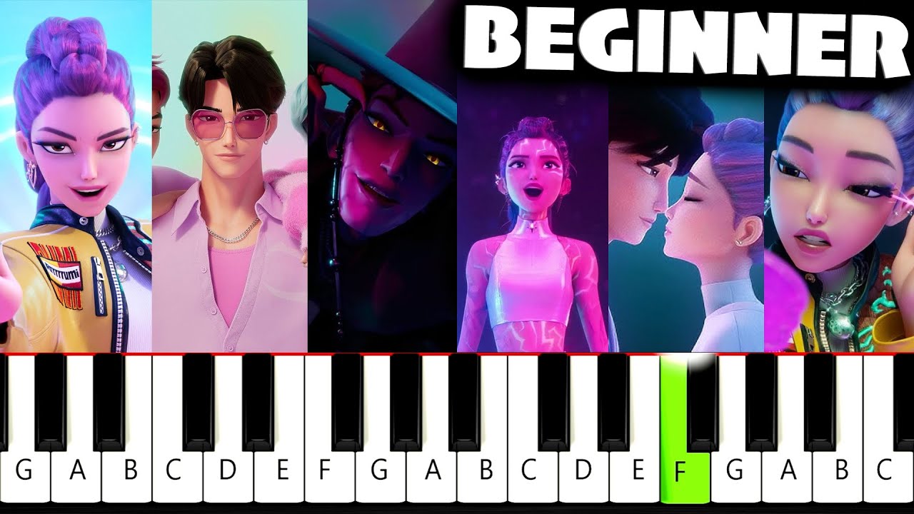 TOP 6 KPop Demon Hunters Songs - BEGINNER Piano Tutorial
