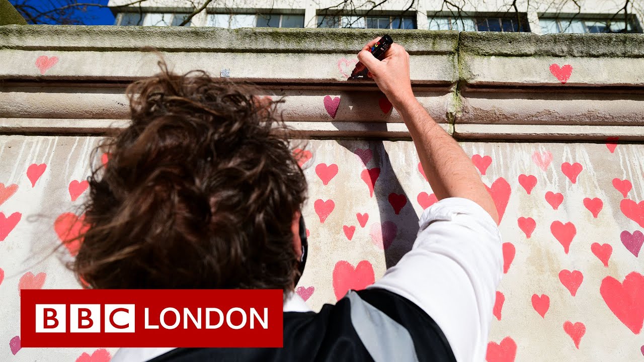 Almost 150,000 painted hearts on Covid memorial wall