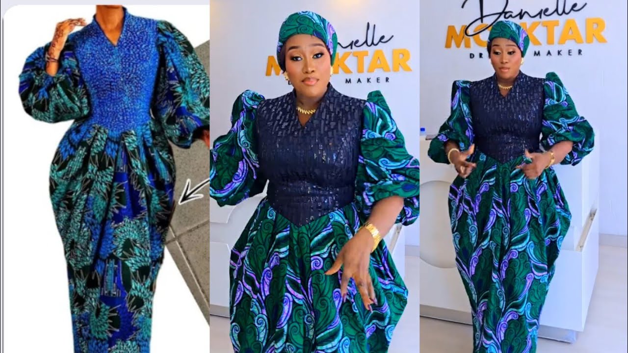 // FREE HAND METHOD//How to Sew Draped Kaftan BuBu With Built up collar