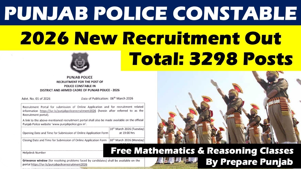 Punjab Police Constable Recruitment Out 2026 II Full Process