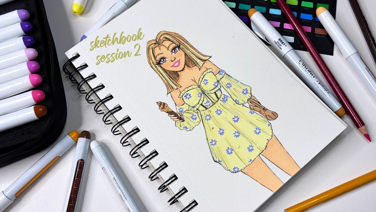 Sketchbook session 2 / Draw with me using Ohuhu acrylic markers