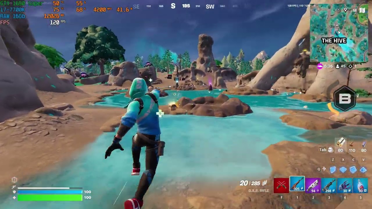 i7-7700K with GTX 1650 Super Fortnite 1080p Performance (Epic View) gameplay FPS test