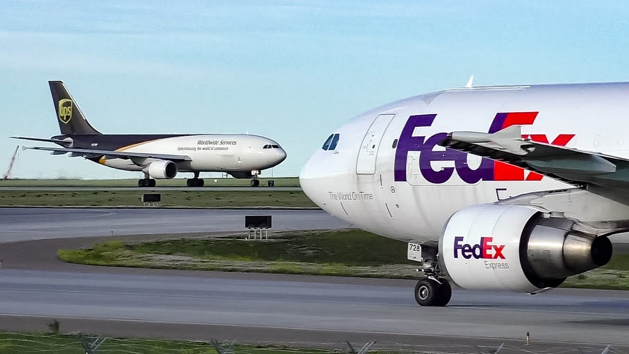 FedEx and UPS Airbus A300-600Rs Depart Calgary Airport