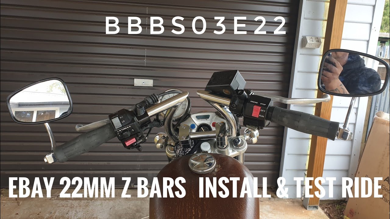 BBBs03e22 | eBay 8" Rise 22mm Z bars, Handlebar & Handlebar Clamp Install & Test Ride | Virago XV750