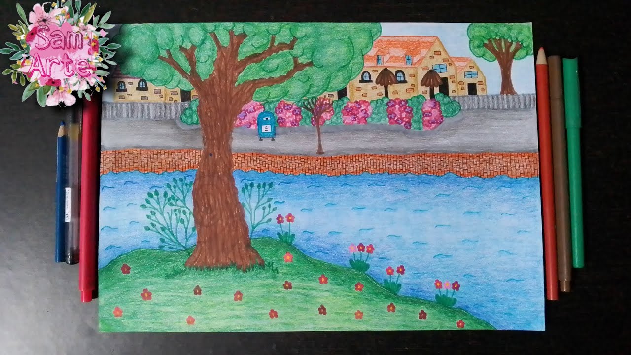 Dibujando Paisaje de primavera - Sam Arte.