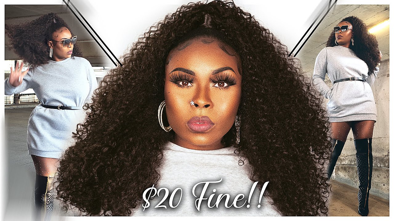 $20 HALF UP HALF DOWN 🔥 | CURLY PONYTAIL & HALF WIG | Instant up and down hair Sensationnel UD 3